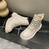 Women's Solid Color Fluffy Boots, Side Zipper Soft Sole Platform Warm Lined Boots, Winter Non-slip Snow Boots