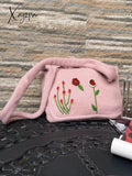 Ethnic Floral Embroidery Knitted Shopper Bag Bags