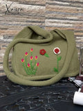 Ethnic Floral Embroidery Knitted Shopper Bag Bags