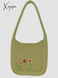 Ethnic Floral Embroidery Knitted Shopper Bag Bags