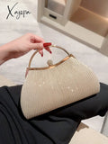 Evening Bag For Women Elegant Glitter Pleated Ladies Clutch Luxury Party Wedding Shoulder Crossbody