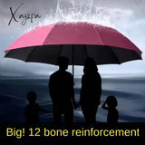 Extra Large 12 Ribs Windproof Waterproof Folding Umbrella For Business Men's & Women's Travel, Reinforcement Umbrella For Both Rainy And Sunny Day For Students