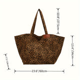 Chic Leopard Print High-Capacity Tote: Effortless Access, Perfect Daily & Commuter Shoulder Bag