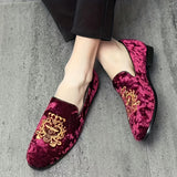 Luxurious Velvet Loafers for Men - Elegant Embroidered Design - Comfortable Non-Slip Sole - Perfect for Spring and Summer