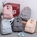 Fashion College School Bag Backpacks For Women Striped Book Packbags Teenage Girls Men Travel