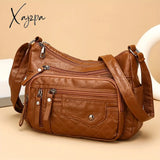 Fashion Multi Zipper Crossbody Bag Soft Vegan Leather Shoulder Women’s Pockets Handbag Purse