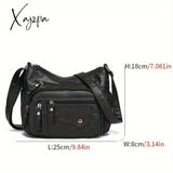 Fashion Multi Zipper Crossbody Bag Soft Vegan Leather Shoulder Women’s Pockets Handbag Purse