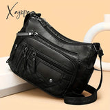 Fashion Multi Zipper Crossbody Bag Soft Vegan Leather Shoulder Women’s Pockets Handbag Purse