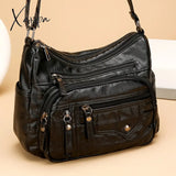 Fashion Multi Zipper Crossbody Bag Soft Vegan Leather Shoulder Women’s Pockets Handbag Purse