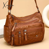 Fashion Multi Zipper Crossbody Bag Soft Vegan Leather Shoulder Women’s Pockets Handbag Purse