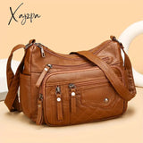 Fashion Multi Zipper Crossbody Bag, Soft Vegan Leather Shoulder Bag, Women's Multi Pockets Handbag Purse