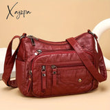 Fashion Multi Zipper Crossbody Bag Soft Vegan Leather Shoulder Women’s Pockets Handbag Purse