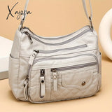 Fashion Multi Zipper Crossbody Bag Soft Vegan Leather Shoulder Women’s Pockets Handbag Purse