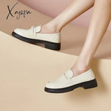 Fashion Small Leather Shoes Women’s Autumn New Simple Wind Heel Block Loafers Round Toe