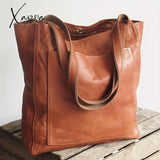 Fashionable Retro Leather Tote Bag - Durable Oil Pu With Spacious Multi Pockets Versatile Shoulder