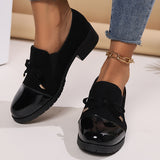 Women's Bowknot Decor Chunky Heel Loafers, Fashion Preppy Style Dress Shoes, Comfortable Slip On Shoes