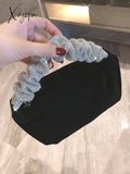 Formal Velvet Evening Clutch For Women Rhinestone Wedding Handbags Stylish Prom Cocktail Party Mini Purse Black