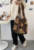 Fuzzy Teddy Bear Reversible Shoulder Bag Bags