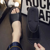 Genuine Leather Slippers Homes In Indoor Slipper Summer Open Toe Sandals Men Women Elderly Casual