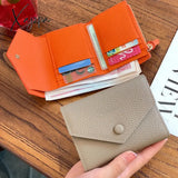 Genuine Leather Women's Foldable Cowhide Short Wallet Fashion Envelope Triple Fold Purse Wallet