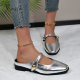 Half-Slipper Ladies Wear The New French Silver Buckle Retro Fairy Casual Flats Muller Shoes For