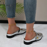 Half-Slipper Ladies Wear The New French Silver Buckle Retro Fairy Casual Flats Muller Shoes For