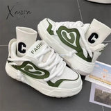 Harajuku Platform Mens Sports Shoes Breathable Student Autumn Fashion Chunky Sneakers White Mixed Color Athletic Male Footwear