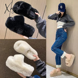 Home Furry Fur Slides Plush Slippers Fluffy Flip Flops Luxury Slip On Platform Women Fashion Shoe