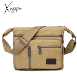 Horizontal Men’s Canvas Shoulder Messenger Bag To Do Business Collection Wallet Travel Mobile Phone