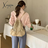 Korean Simple Nylon Summer Beach Pleated Women Backpack Students School Girl Travel Commuter