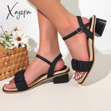 Ladies High-Heeled Sandals With Toe Straps Summer New Style Wear Fairy Wind Net Red Roman Thick Heel