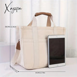 Large Capacity Multi Pocket Shoulder Bag With Compartment Versatile Handbag Durable Handles Beige