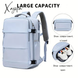 Large Capacity Travel Backpack With Shoe Compartment Dacron Lightweight Laptop Daypack Charging