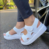 Large Size Thick-Soled Wedge Sandals Summer New European And American Beach Shoes Colorful Printed