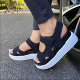 Large Size Thick-Soled Wedge Sandals Summer New European And American Beach Shoes Colorful Printed