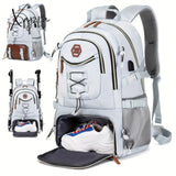 Large Waterproof Travel Backpack With Shoe Storage - Ideal For Sports Camping School And Work