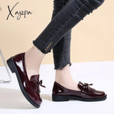 Leather Loafers Women’s Black Patent Platform Slip On Shoes For Women 2024 New Spring British