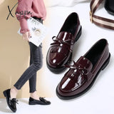 Leather Loafers Women’s Black Patent Platform Slip On Shoes For Women 2024 New Spring British