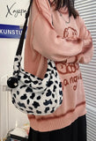 Leopard Print Fuzzy Shoulder Bag Bags