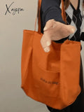 Letter Pattern Pocket Tote Bag Bags