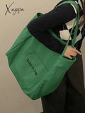 Letter Pattern Pocket Tote Bag Bags