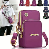 Lightweight Nylon Crossbody Sports Armband: Secure Zipper & Headphone Hole Sleek Solid Color Design