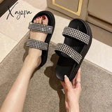 Luxury Crystal Women Slippers Shoes 2024 Summer Flip Flops Fashion Open Toe Beach Slingback Sandals