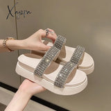 Luxury Crystal Women Slippers Shoes 2024 Summer Flip Flops Fashion Open Toe Beach Slingback Sandals