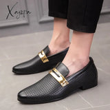 Men Shoes Summer Hollow Breathable Casual Two-Layer Leather Dress Wedding Loafers Men’s Moccasins