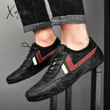 Men Sneakers New Spring Autumn Sewing Casual Shoes For Lace-Up Flats Driving Solid Color Loafer