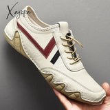 Men Sneakers New Spring Autumn Sewing Casual Shoes For Lace-Up Flats Driving Solid Color Loafer