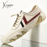 Men Sneakers New Spring Autumn Sewing Casual Shoes For Lace-Up Flats Driving Solid Color Loafer