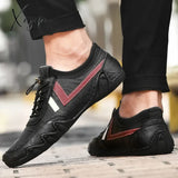 Men Sneakers New Spring Autumn Sewing Casual Shoes For Lace-Up Flats Driving Solid Color Loafer