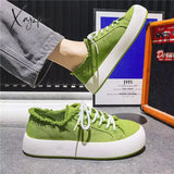 Men's Canvas Shoes Men Chunky Sneakers Classic Skateboard Shoes Male Low Top Vulcanized Shoes Mens Outdoor Walking Footwear